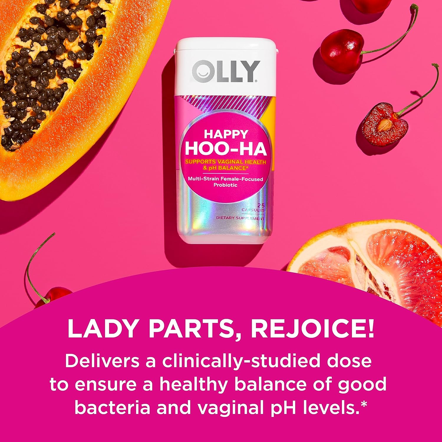 OLLY Happy Hoo-Ha Capsules & Ultra Women's Multi Softgels for Overall Health, Immune Support, Omega-3s, Iron, Vitamins A, D, C, E, B12 - 30 Day Supply, 60 Count