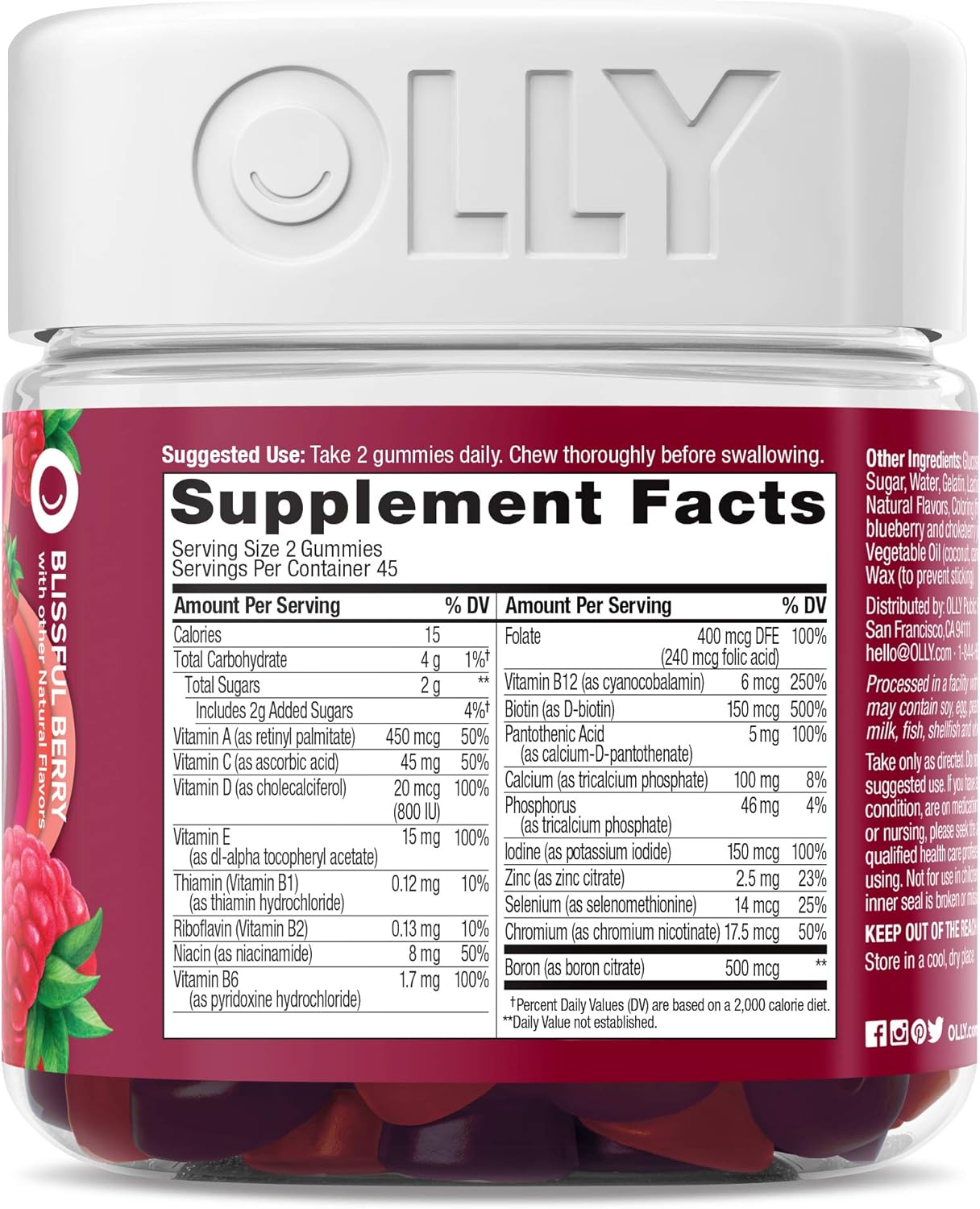 OLLY Women's Multi and Kids' Multi +Probiotic Family Pack Gummies, 2 Count, Chewable Supplement Pack