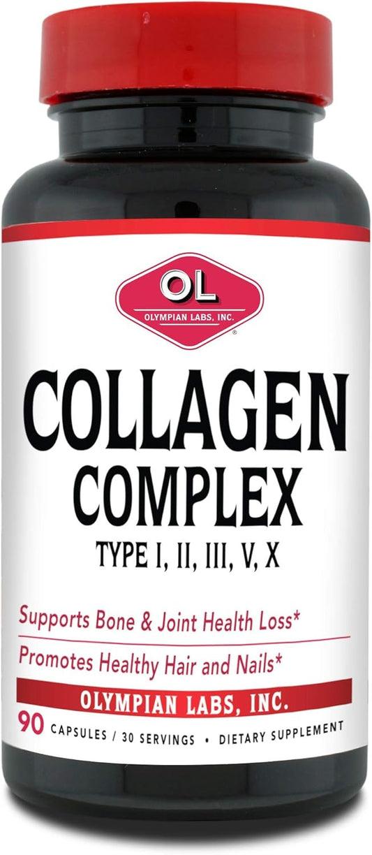 Olympian Labs Multi Collagen Complex for Hair, Nails, Joints, and Gut Health - 90 Capsules, 30-Day Supply