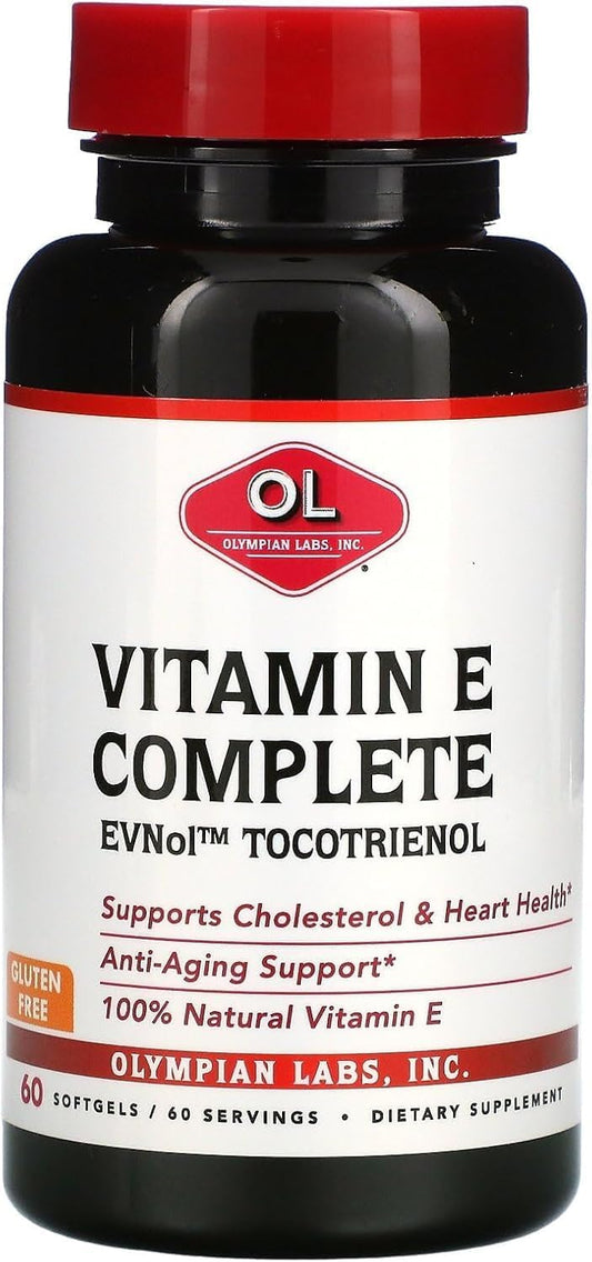 Olympian Labs Vitamin E Tocomin Softgels - 200IU, 60 Servings - Support Brain, Skin & Hair, Fight Free Radicals