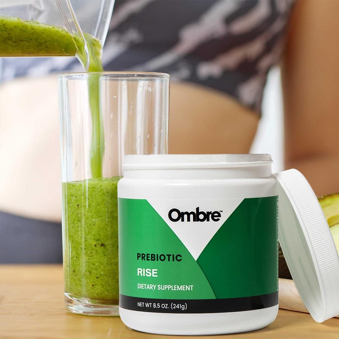 Ombre Rise Prebiotic Powder Fiber Supplement for Digestive Regularity, Wellness - Water Soluble, Fast-Absorbing, Gentle on Stomach - 8.5oz Tub, 30 Servings