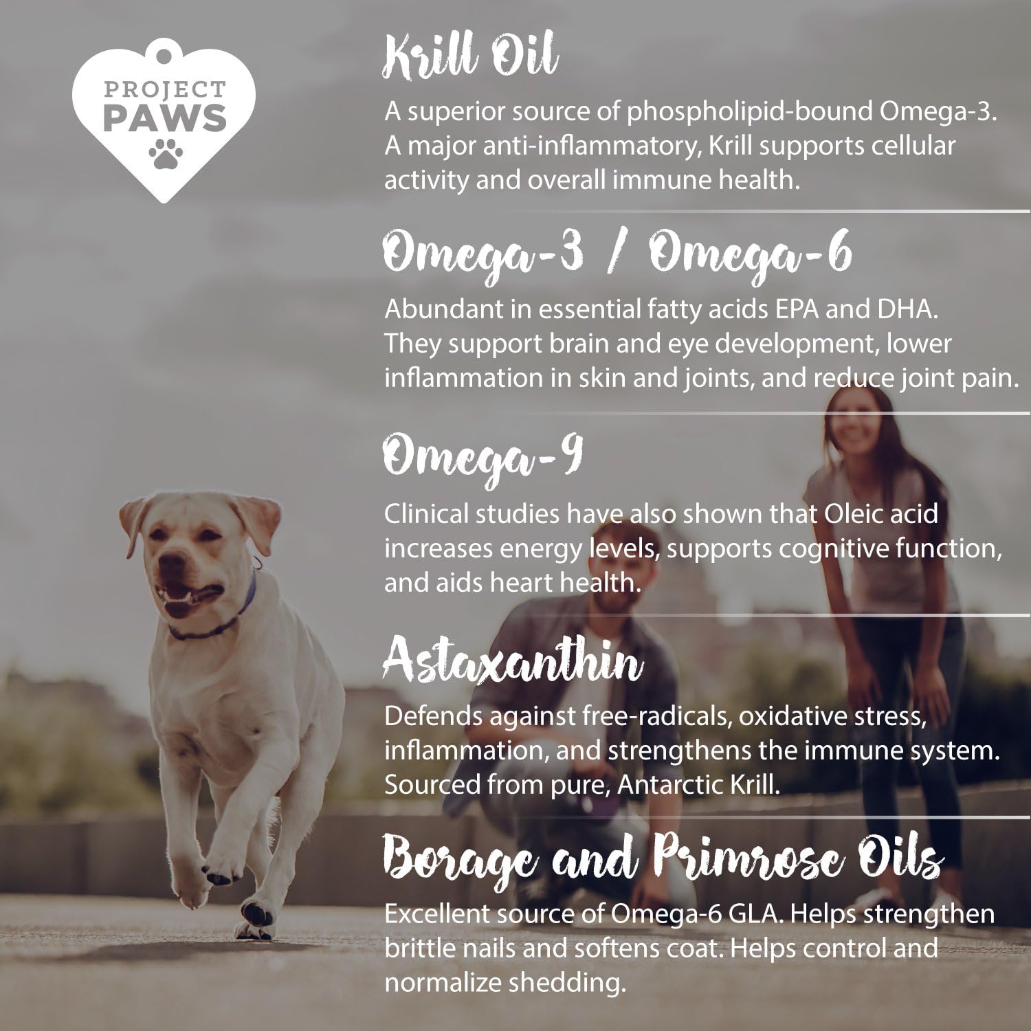 Omega 3-6-9 Fish Oil for Dogs with Krill Oil - Skin and Coat Supplement - 120 Count