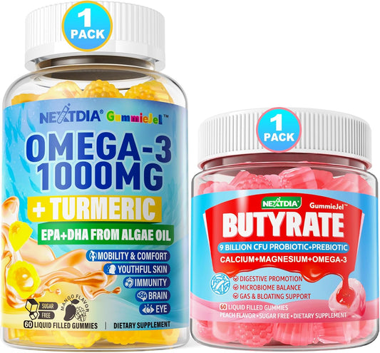 Omega-3 and Butyrate Gummies with Probiotic, Prebiotic, and Postbiotic - 1000mg for Daily Wellness