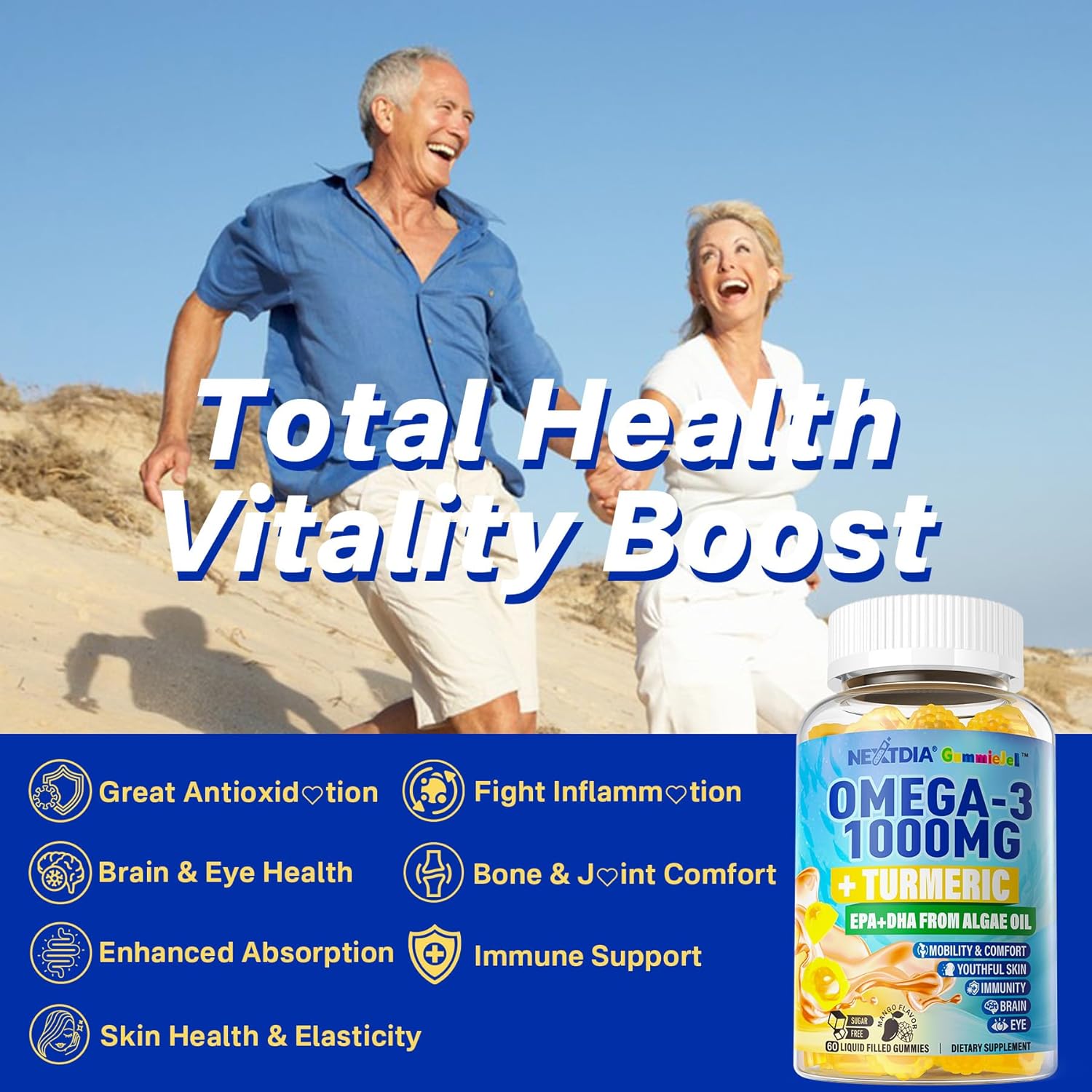 Omega-3 and Butyrate Gummies with Probiotic, Prebiotic, and Postbiotic - 1000mg for Daily Wellness