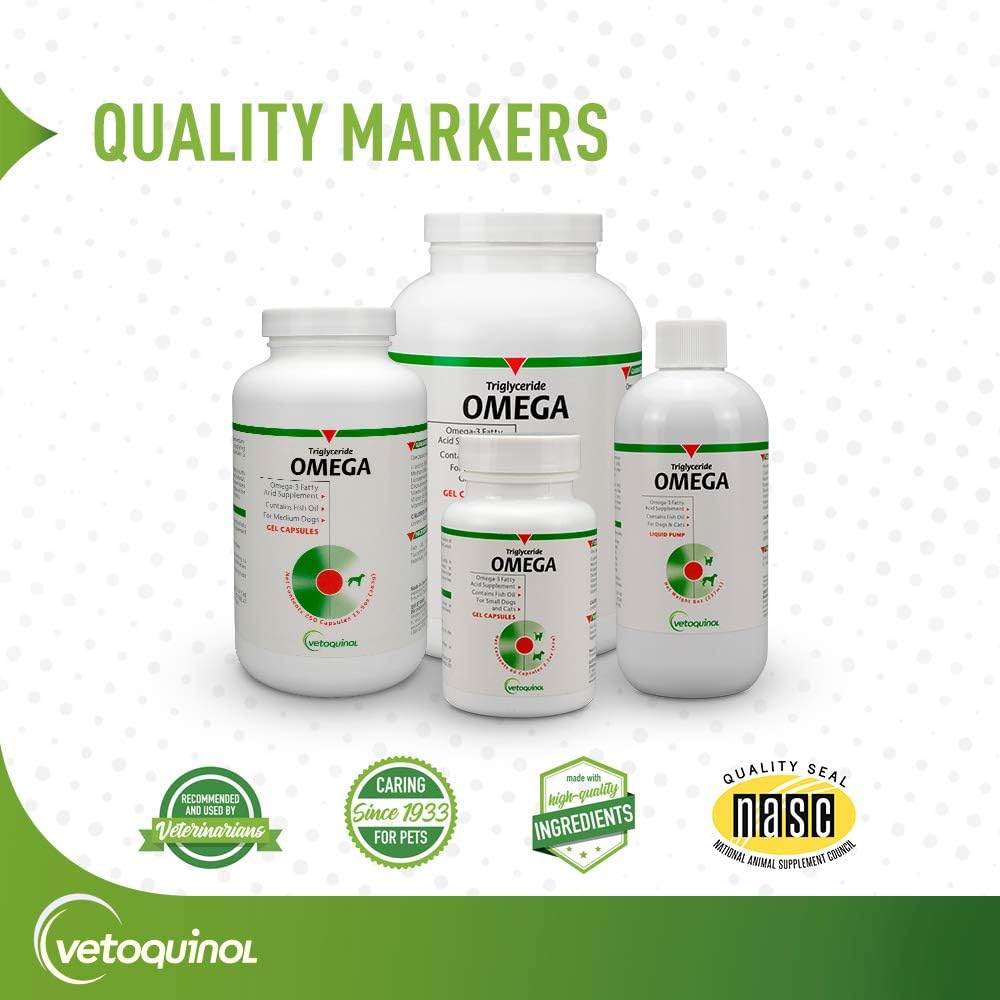 Omega-3 Fatty Acid Dog Supplement Capsules for Medium-Breed Dogs (30-60 lbs) - 250ct by Vetoquinol - BoostGo Australia