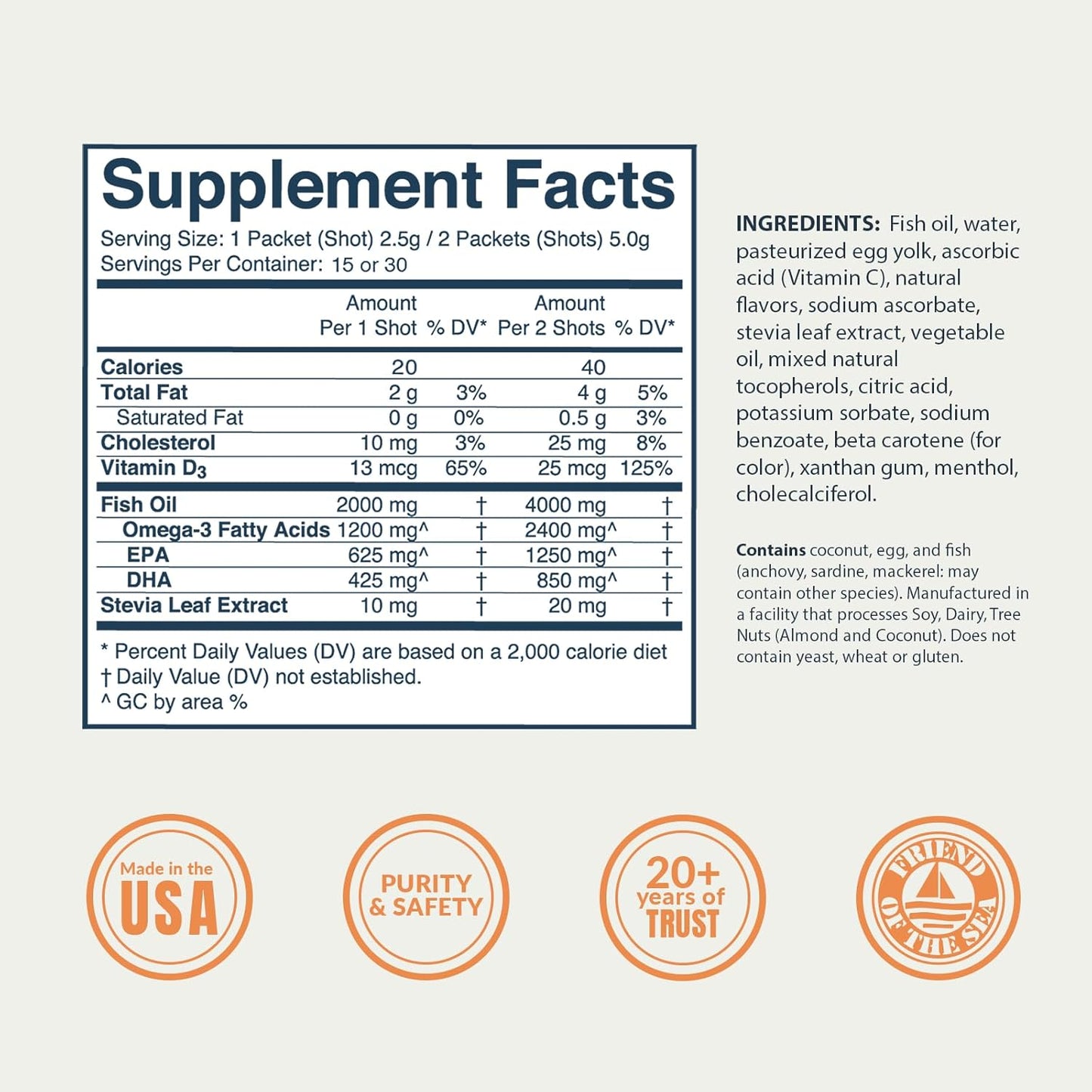 Omega-3 Fish Oil Family Bundle (60 Squeeze Packets) - 2400mg/650mg Omega-3 + Vitamin D, High Absorption, No Aftertaste - Coconut Bliss & Tropical Orange