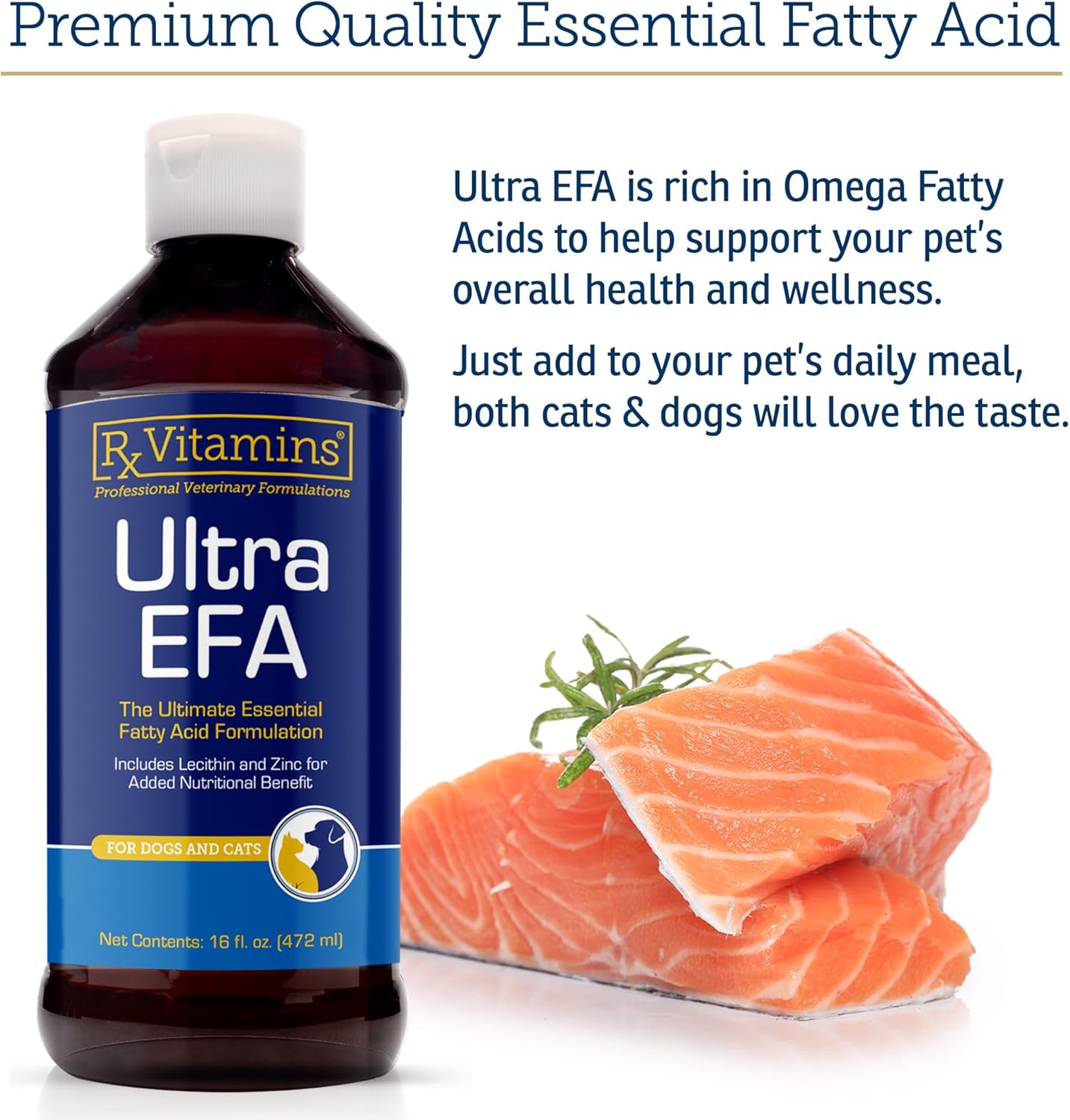 Omega 3 Fish Oil for Dogs & Cats with Vitamin E, Biotin, and Zinc - Liquid Supplement for Heart, Brain, and Joint Health - Itch Relief & Shedding Control - 16 oz