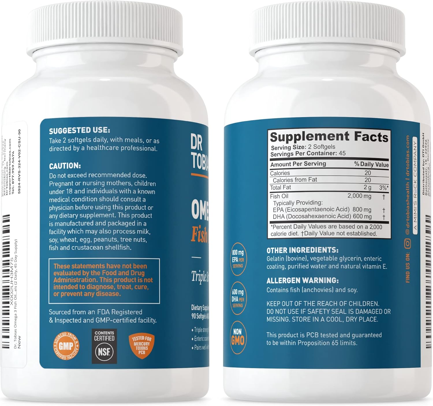 Omega 3 Fish Oil & Psyllium Daily Supplements for Heart, Brain & Immune Support, Psyllium Husk Capsules for Healthy Bowel Movement