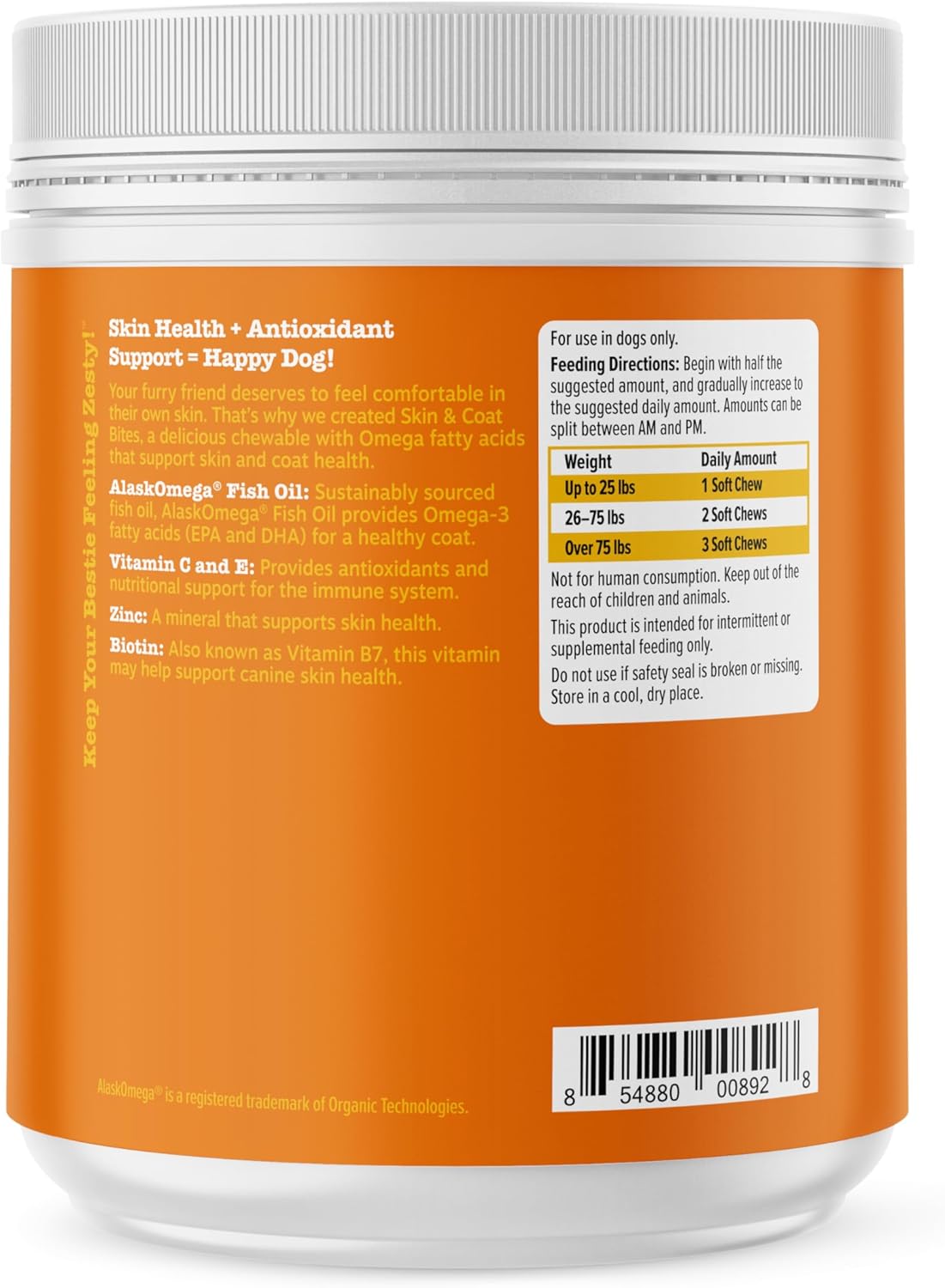 Omega 3 Fish Oil Soft Chews for Dogs - Skin Relief & Coat Supplement - Chicken Flavor - 250ct