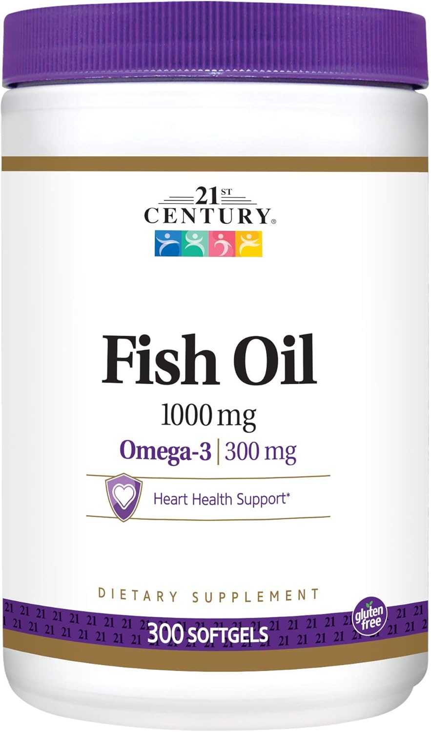 Omega-3 Fish Oil Softgels, 1000 mg, 300 Count x 3 Packs - High Quality Essential Fatty Acid Supplement