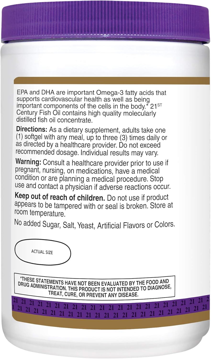 Omega-3 Fish Oil Softgels, 1000 mg, 300 Count x 3 Packs - High Quality Essential Fatty Acid Supplement
