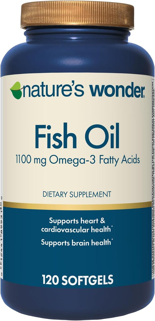Omega-3 Fish Oil Softgels 1100 mg for Healthy Joints, Heart, Immune System - 120 Day Supply
