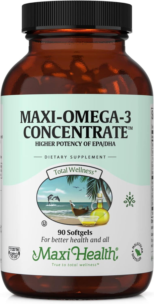 Omega-3 Fish Oil Supplement - High Potency EPA/DHA Fatty Acids - Heart, Brain, Joint Health - Kosher Certified - 90 Vegetarian Softgels