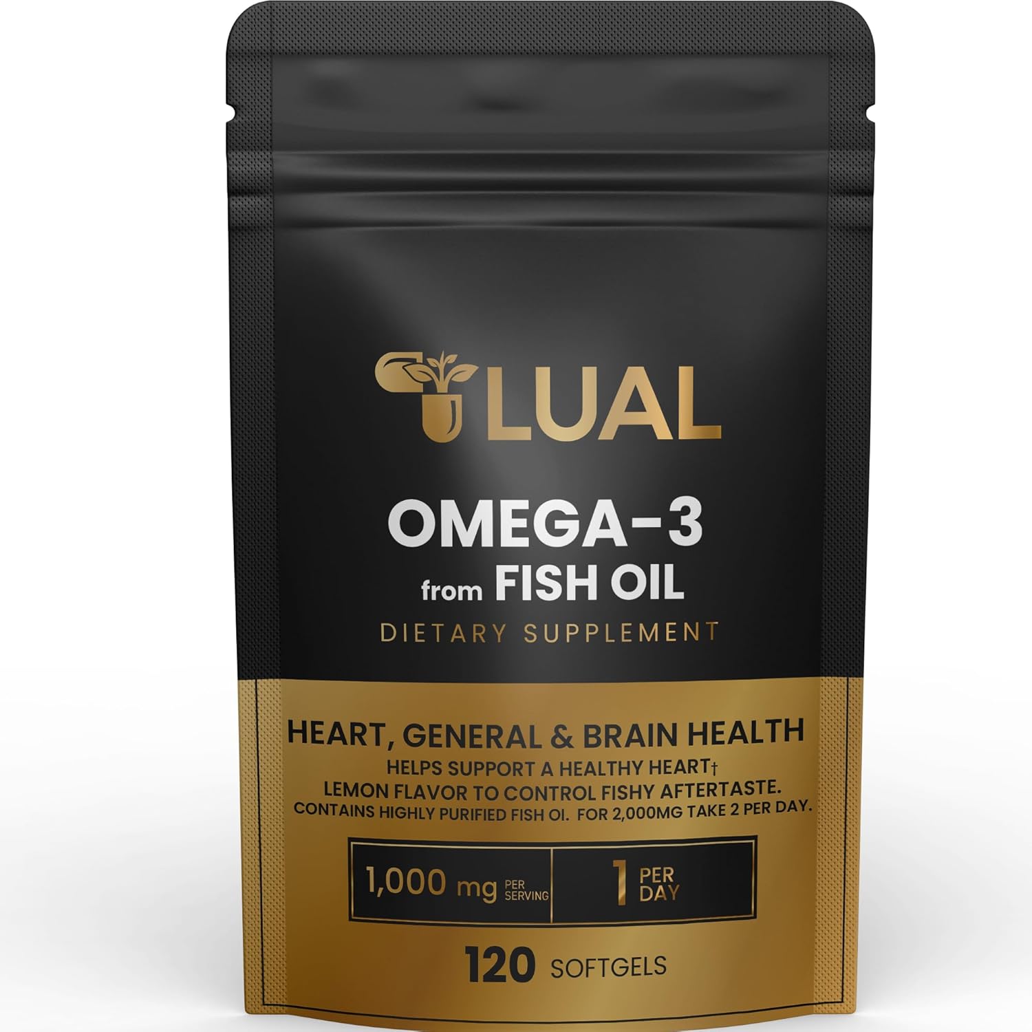 Omega-3 Fish Oil Supplement 1000mg - 120 Soft Gels | High Omega-3 Fatty Acids | Fish Oil Omega 3 Supplements