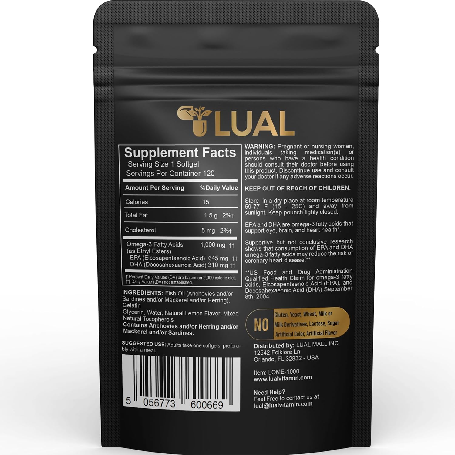 Omega-3 Fish Oil Supplement 1000mg - 120 Soft Gels | High Omega-3 Fatty Acids | Fish Oil Omega 3 Supplements