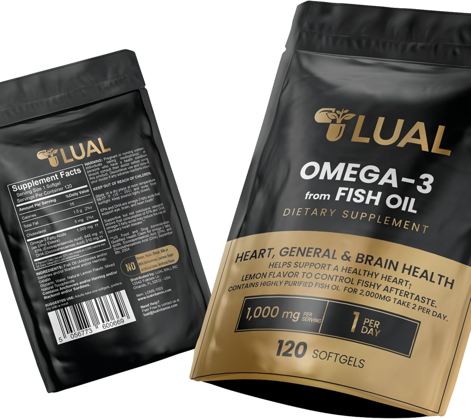 Omega-3 Fish Oil Supplement 1000mg - 120 Soft Gels | High Omega-3 Fatty Acids | Fish Oil Omega 3 Supplements