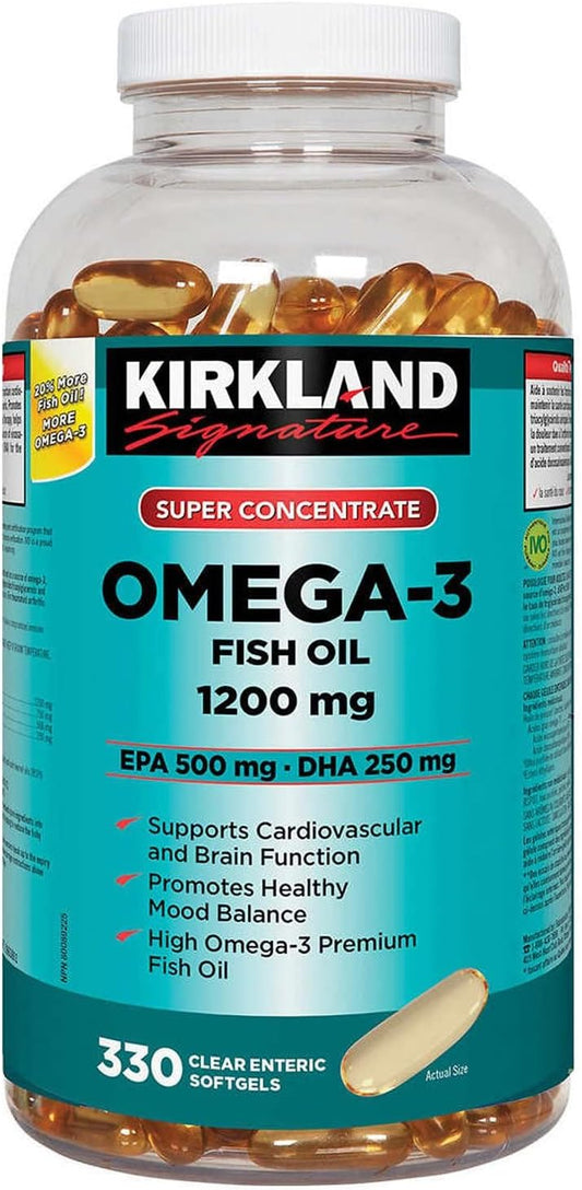 Omega-3 Fish Oil Supplement 1000mg, 300 Softgels by Kirkland
