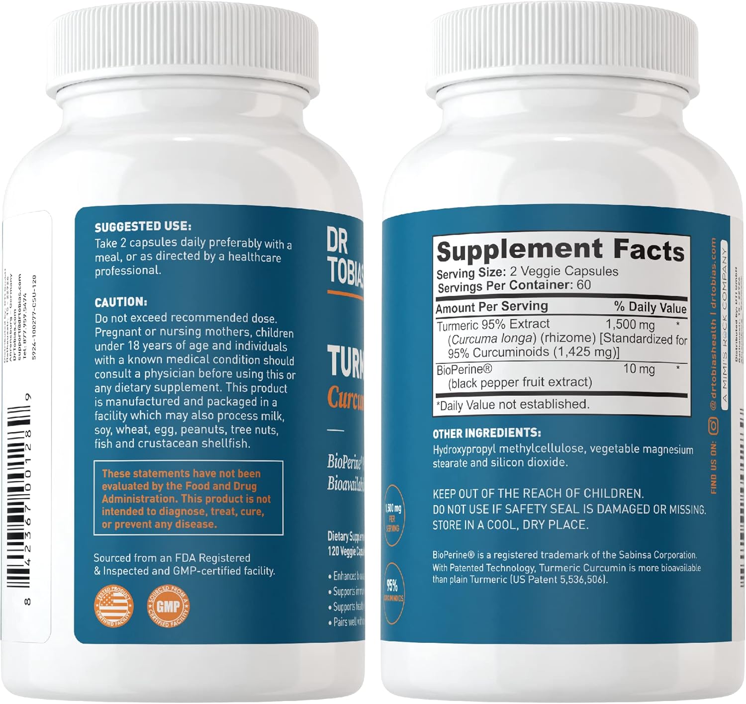 Omega 3 Fish Oil with Turmeric Curcumin for Overall Health and Antioxidant Support, 2000mg Omega 3 and 95% Curcuminoids