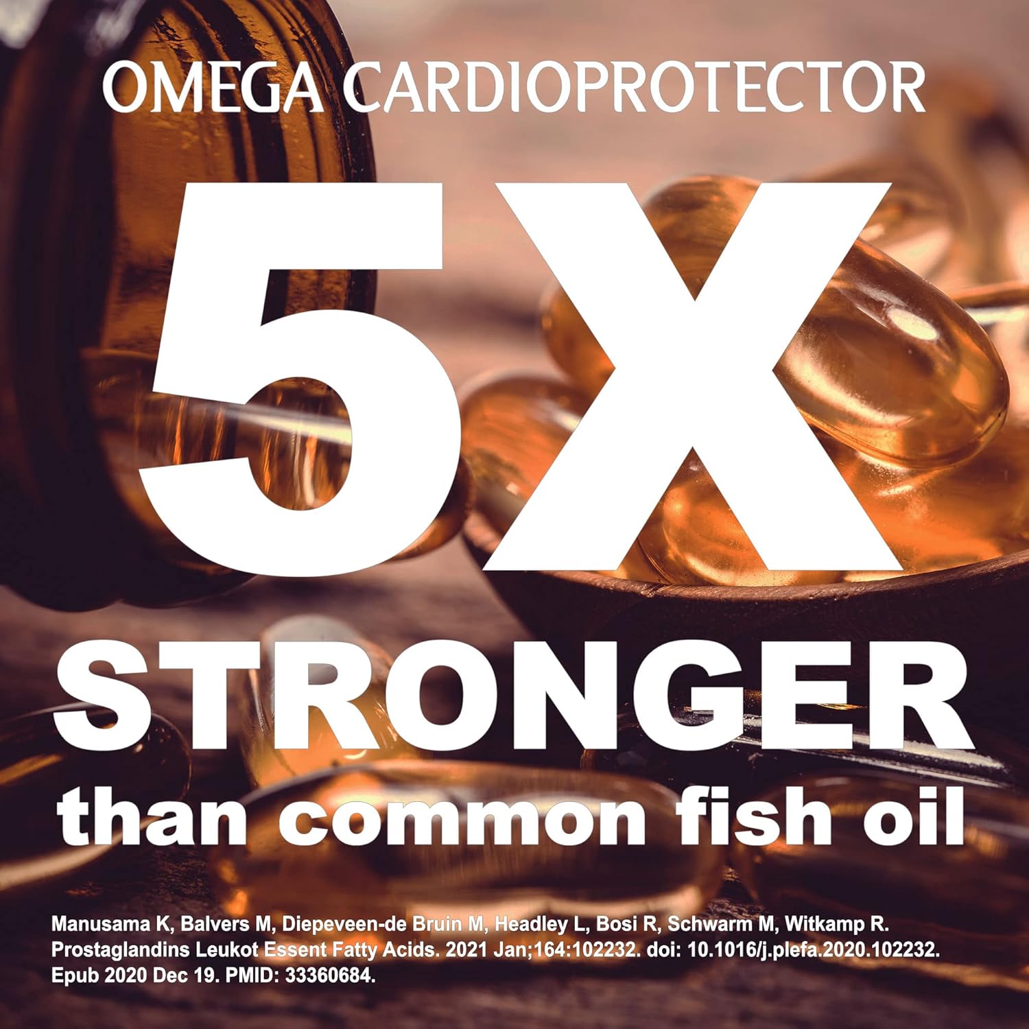 Omega 3 Lysine Complex Supplement for Heart Health - 5X Stronger Than Fish Oil - With EPA, DHA, Odorless Garlic, Pine Bark - 60 Capsules
