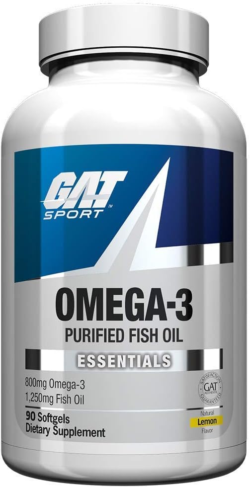 Omega-3 Purified Fish Oil Softgels - GAT Sport Essentials, 90 Count