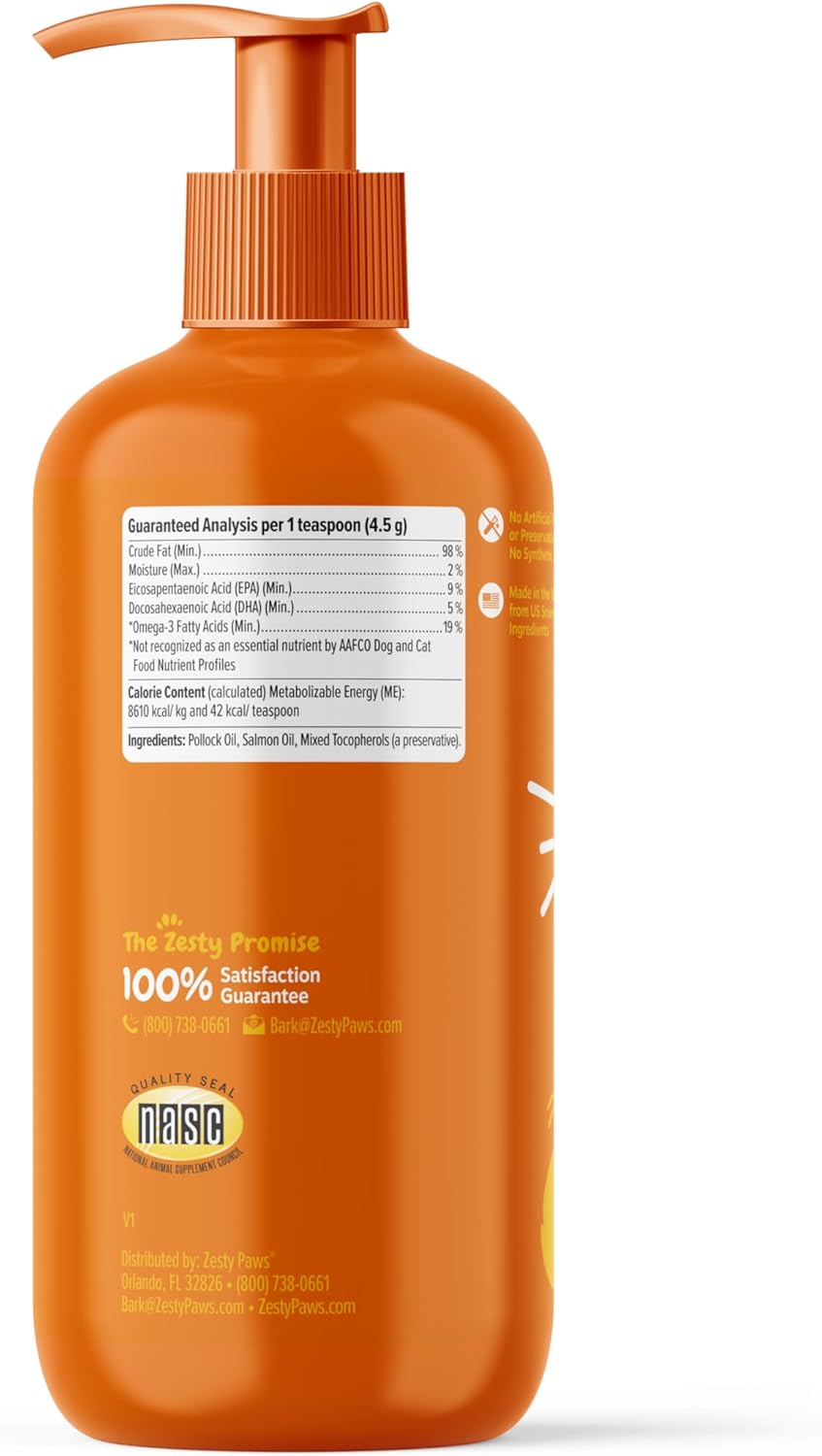 Omega 3 Salmon Oil for Pets - Skin and Coat Support Supplement - Dogs and Cats - 16oz