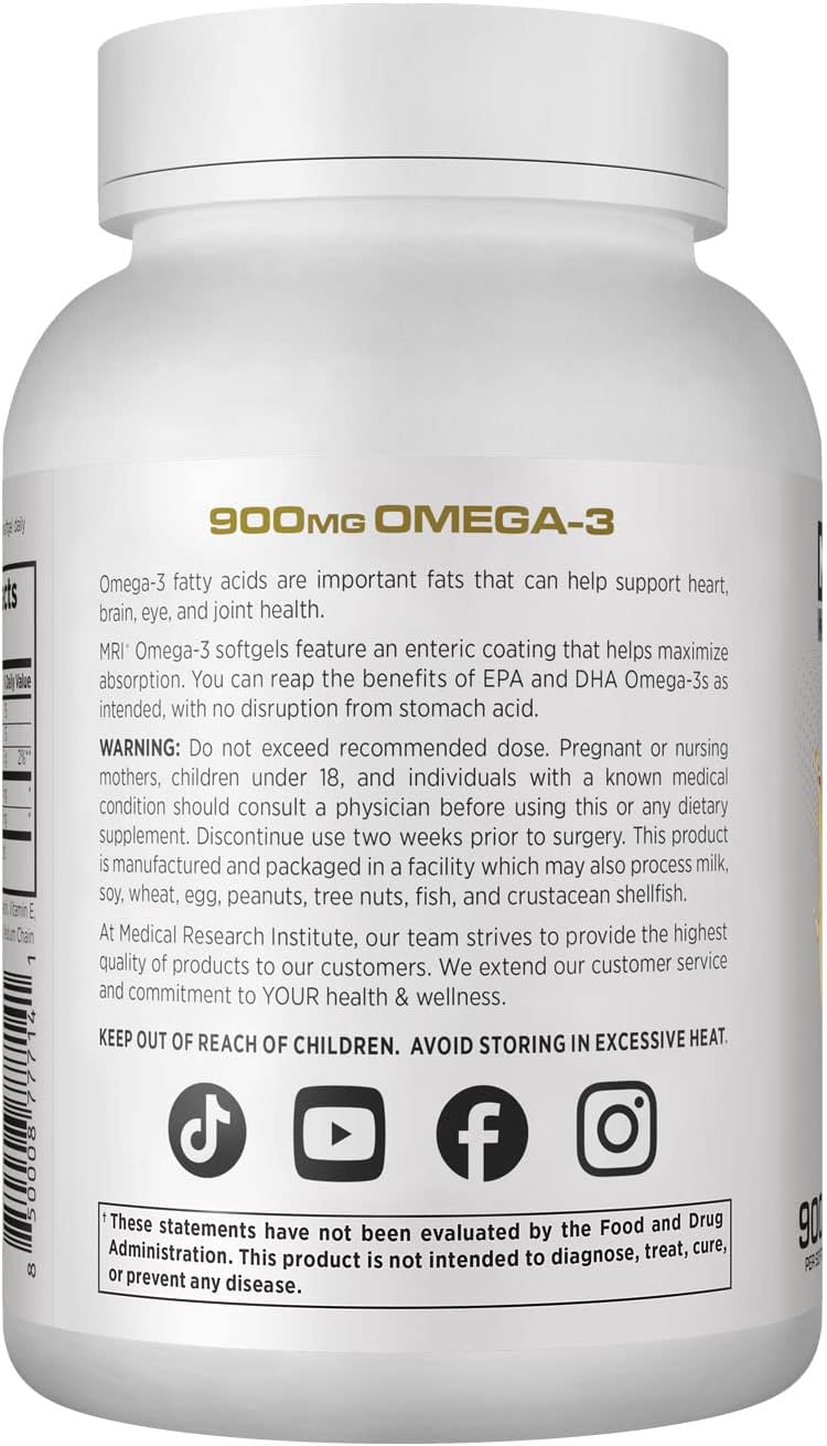Omega 3 Soft Gels 900mg 60ct | EPA/DHA, Boosts Endurance, Heart & Brain Health
