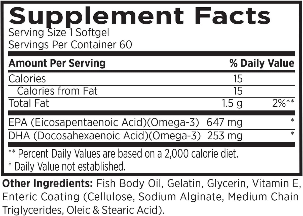 Omega 3 Soft Gels 900mg 60ct | EPA/DHA, Boosts Endurance, Heart & Brain Health