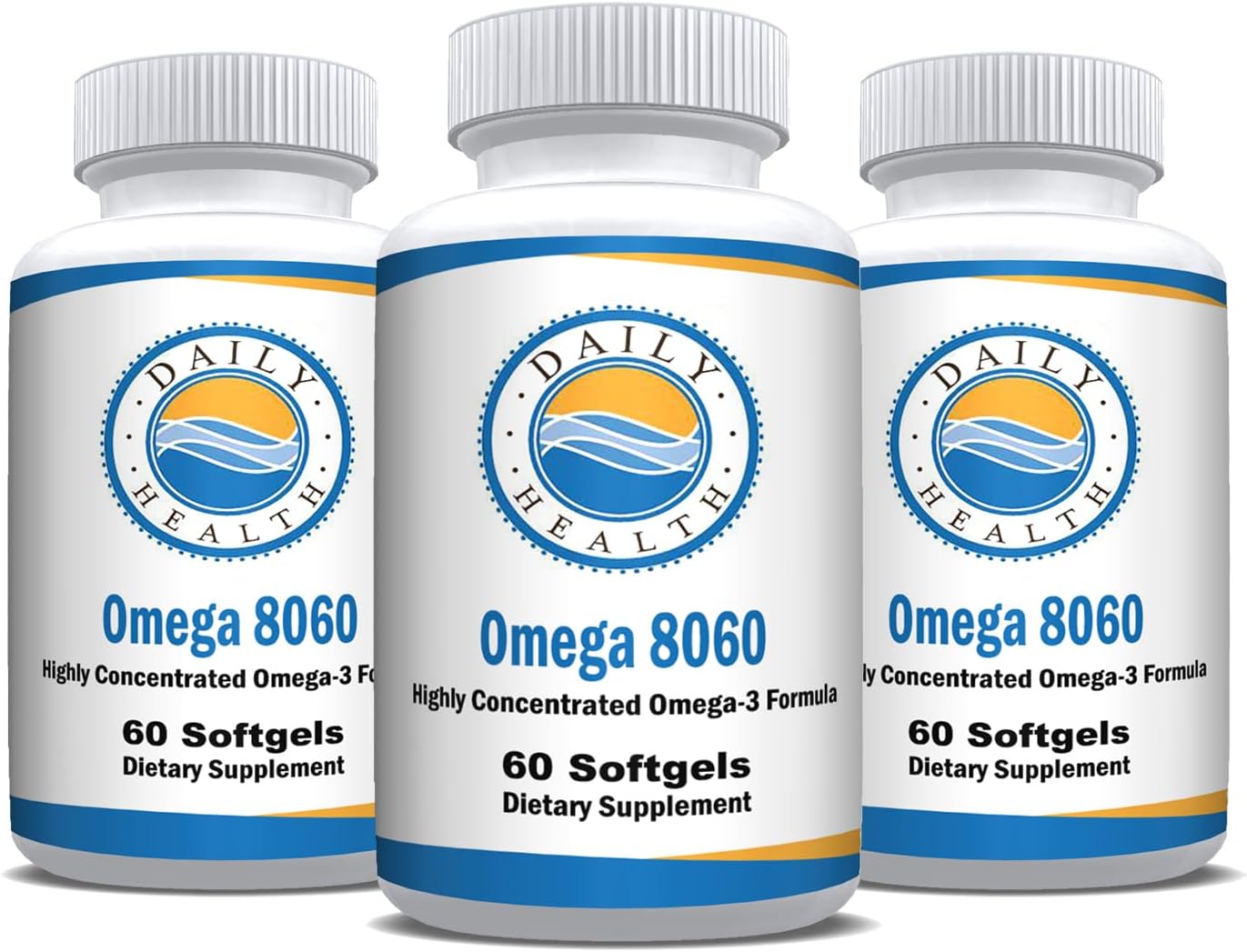 Omega 8060 Fish Oil Joint Health Supplement - 60 Softgels, 2400mg, 3 Month Supply - Pack of 3