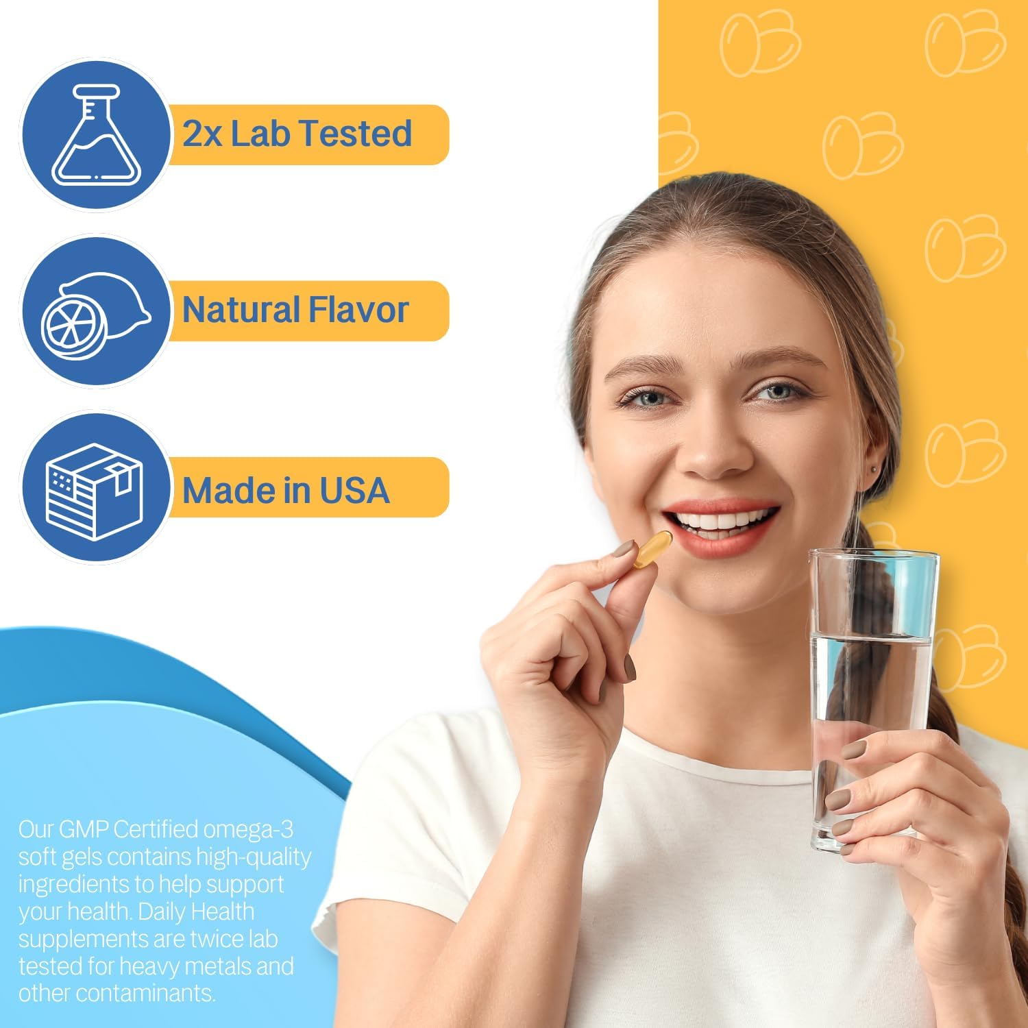 Omega 8060 Fish Oil Joint Health Supplement - 60 Softgels, 2400mg, 3 Month Supply - Pack of 3