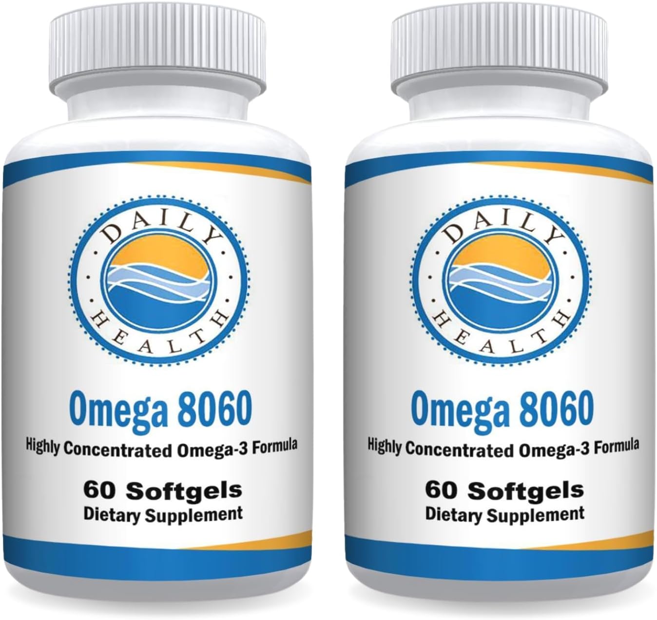 Omega 8060 Fish Oil Supplement for Joint Health - 2400mg Omega 3 - 60 Softgels - 2 Month Supply - Pack of 2