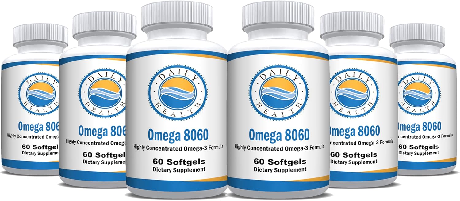 Omega 8060 Fish Oil Supplement for Joint Health - 2400mg, 60 Softgels, 6 Month Supply