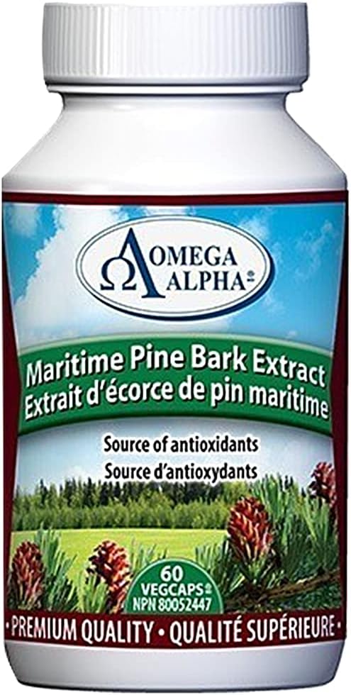 Omega Alpha Maritime Pine Bark Extract Capsules - Natural Anti-Hypertension Support (60 count)