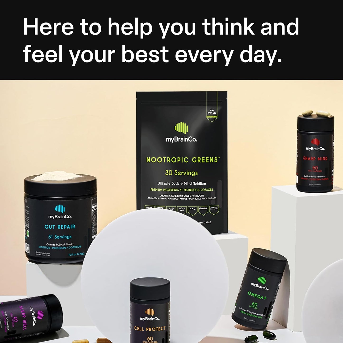 Omega+ Brain Health Supplement with EPA DHA Omega 3, Tocotrienols Vitamin E - Supports Cognitive Function, Mood, Eye Health & Immunity (60 Softgels)