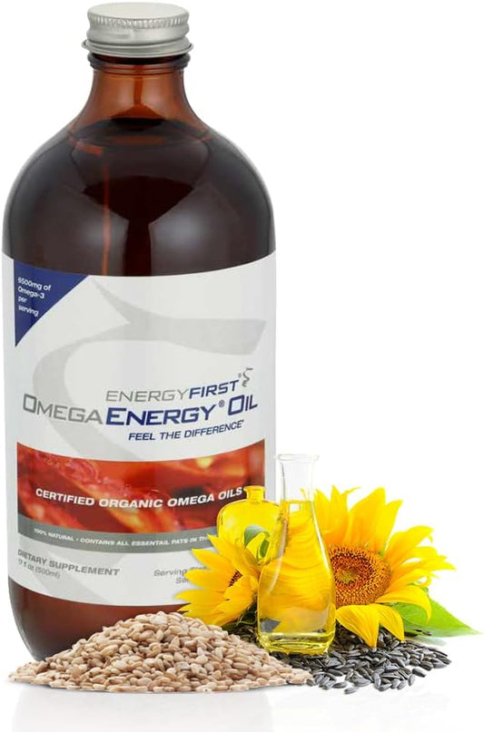 Omega Energy Oil: Vegan Omega 3 & 6 Supplement with Flaxseed, Sunflower, Sesame, and Pumpkin Seed Oil - 12oz