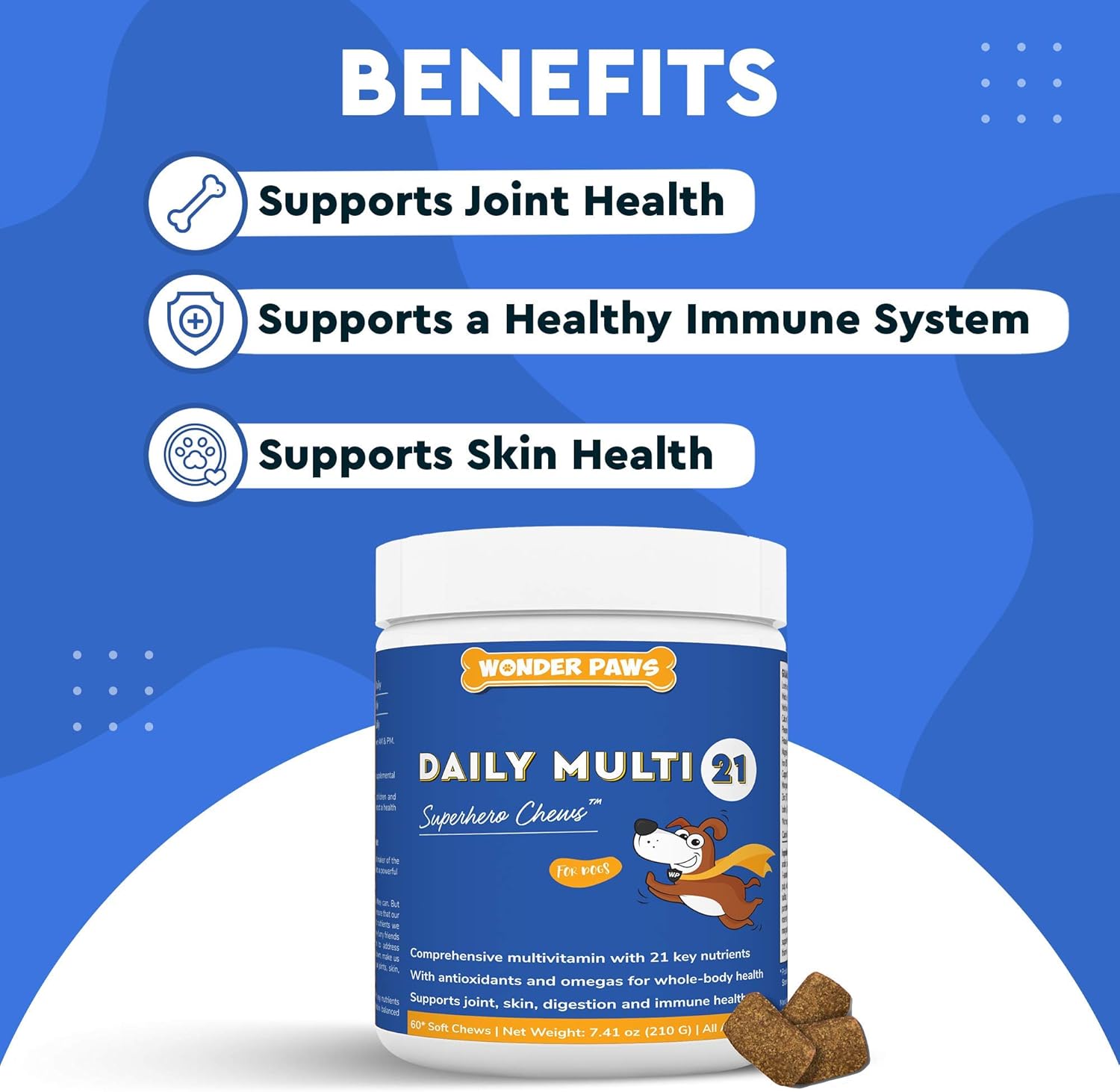 Omega Max Fish Oil Plus Daily Multivitamin Chews for Dogs - Joint Health, Skin Moisture, Immune System Support - 16oz Omega Max Fish Oil with 60 Multivitamin Chews