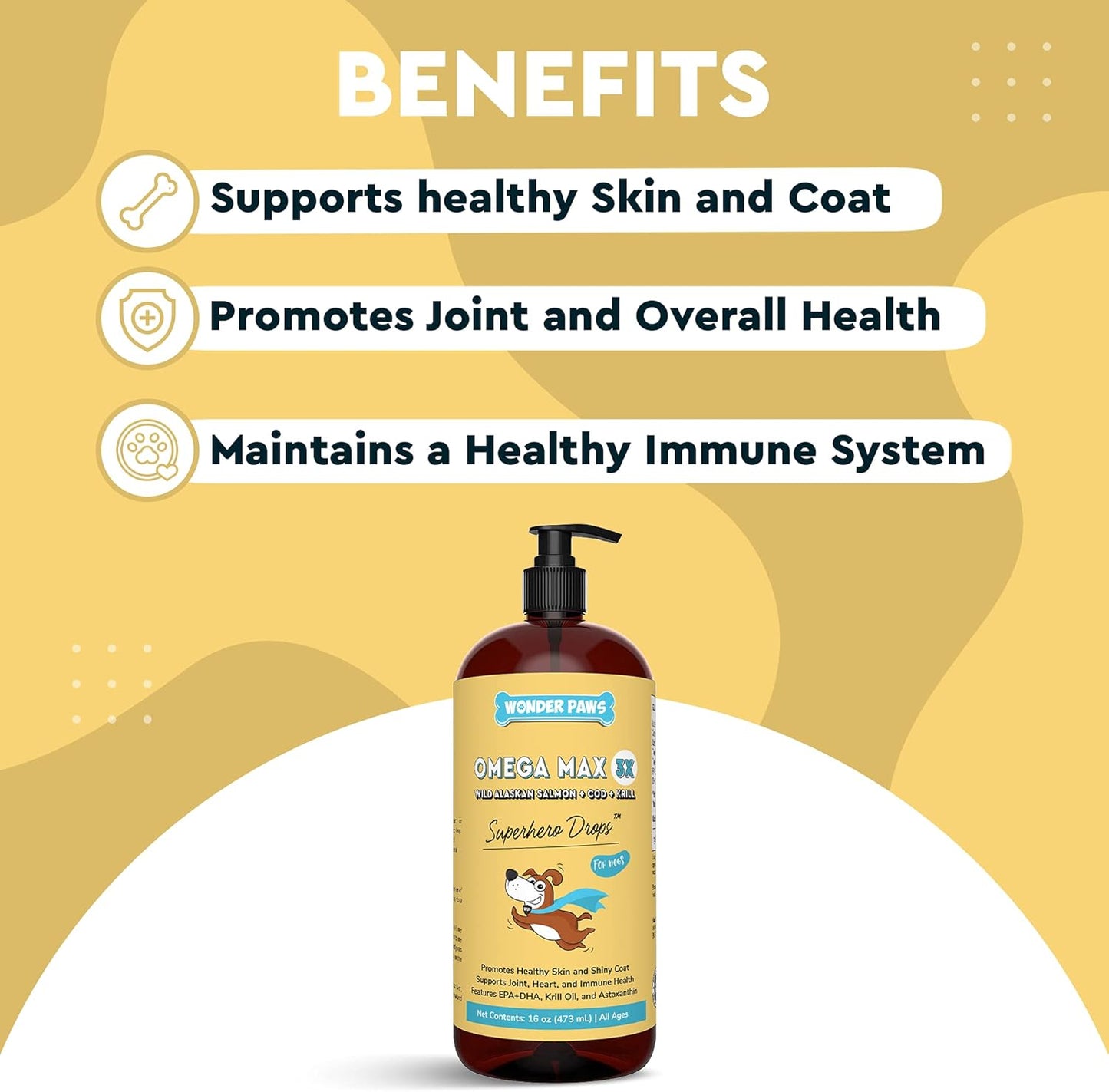 Omega Max Fish Oil Probiotic Chews for Dogs - Joint Health, Skin Moisture, Gut Health - 16oz Omega Max, 90 Probiotic Chews