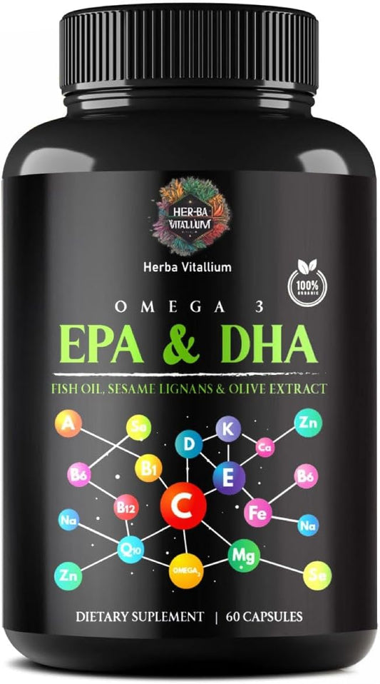 Omega Pure Plus Organic Fish Oil Capsules with Sesame Lignans & Olive Extract - 60 Count - BoostGo Australia