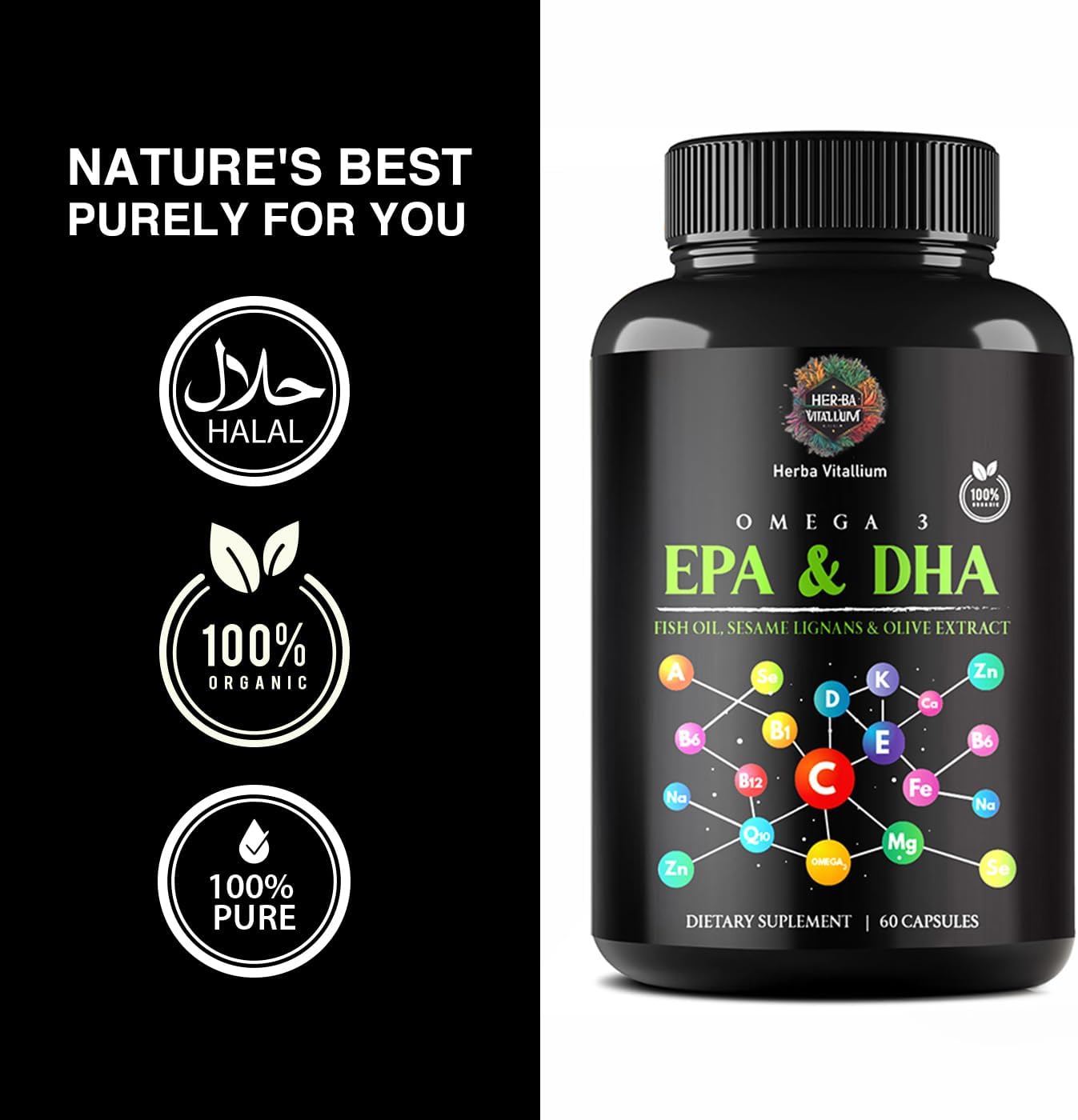 Omega Pure Plus Organic Fish Oil Capsules with Sesame Lignans & Olive Extract - 60 Count - BoostGo Australia