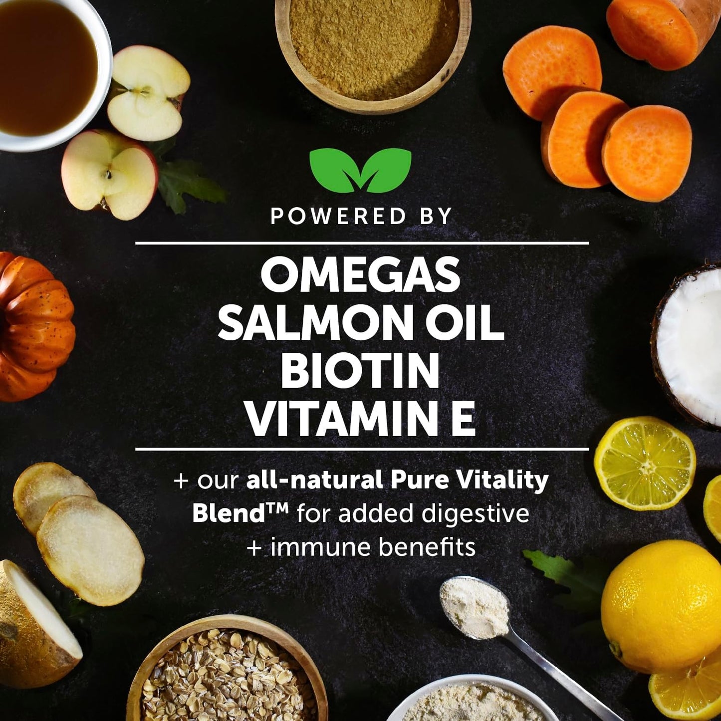 Omega Skin Health Chews for Dogs with Alaskan Salmon Oil, Fish Oil, Krill & Spirulina - Supports Healthy Coat, Itchy Skin, Allergies, and Shedding - 90 Count