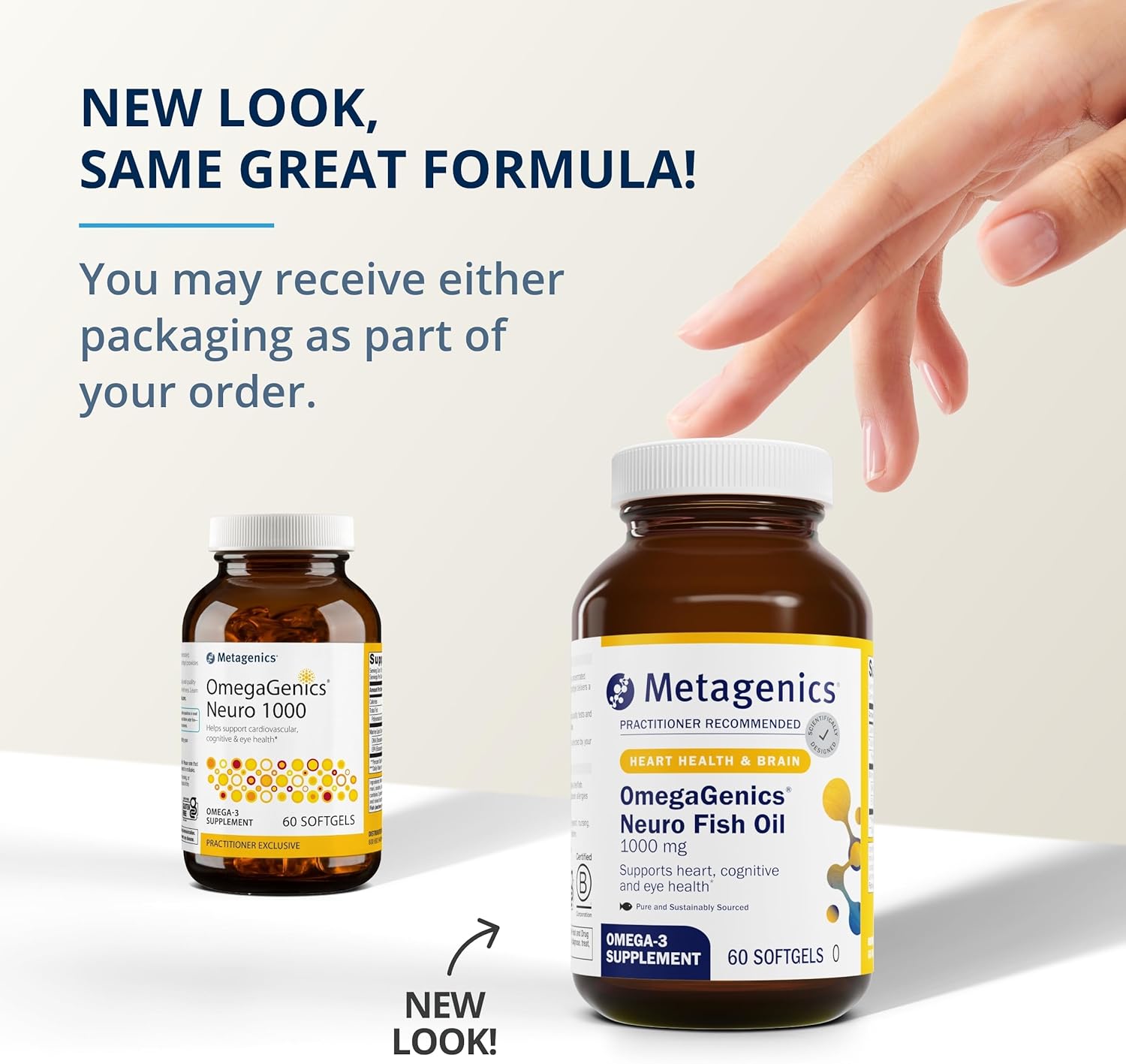 OmegaGenics Neuro Softgels: 1000-750mg DHA, 250mg EPA for Brain & Heart Health - Non-GMO, Gluten-Free, No Fishy Taste - 60 ct