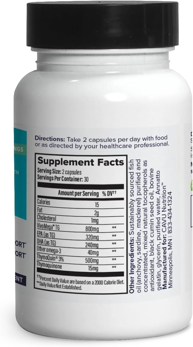 OmegaQuin Black Seed Oil and Vivo Mega Fish Oil Capsules for Synergistic Omega-3 and Thymoquinone Benefits