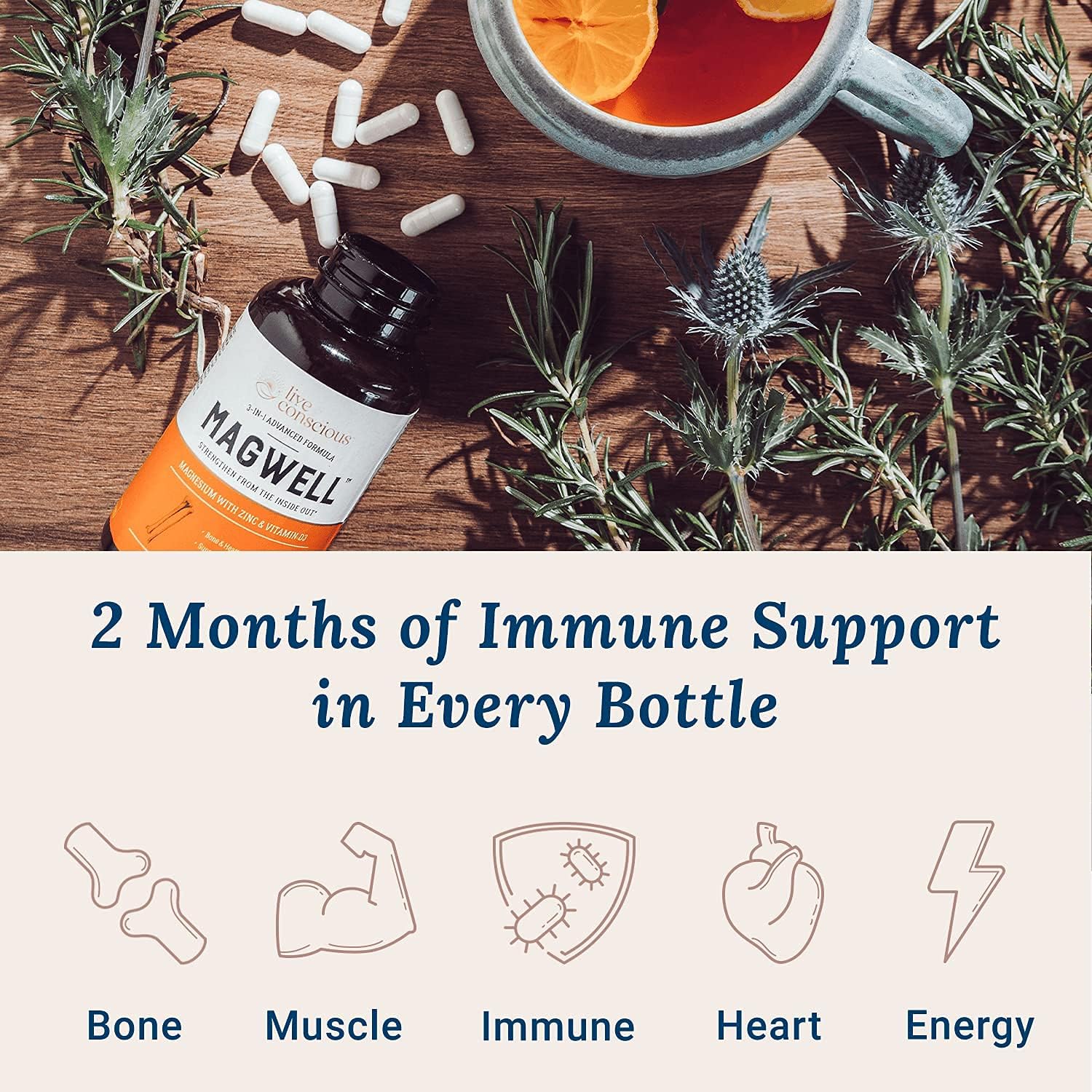 OmegaWell Fish Oil & MagWell Magnesium Zinc + Vitamin D3 Supplement for Bone, Heart, and Immune Health - Heart, Brain, and Joint Support