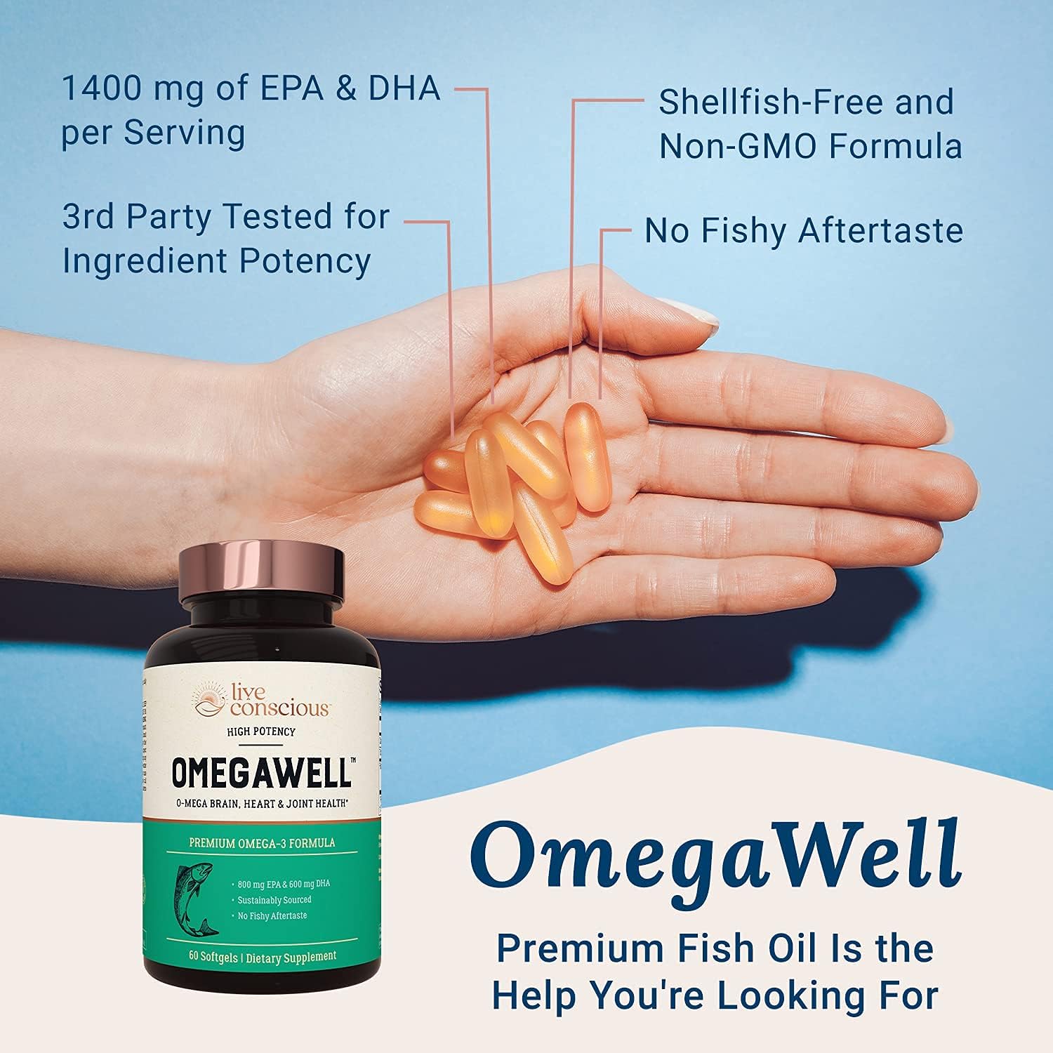OmegaWell Fish Oil & MagWell Magnesium Zinc + Vitamin D3 Supplement for Bone, Heart, and Immune Health - Heart, Brain, and Joint Support