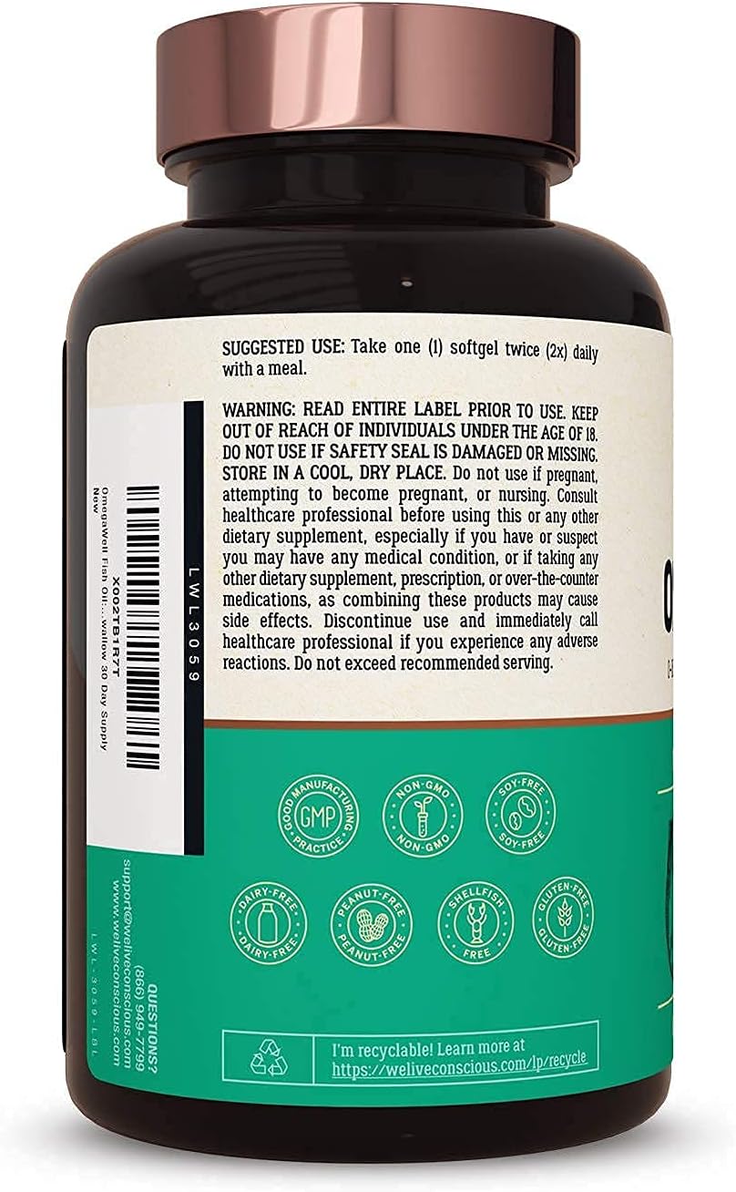 OmegaWell Fish Oil & MagWell Magnesium Zinc + Vitamin D3 Supplement for Bone, Heart, and Immune Health - Heart, Brain, and Joint Support