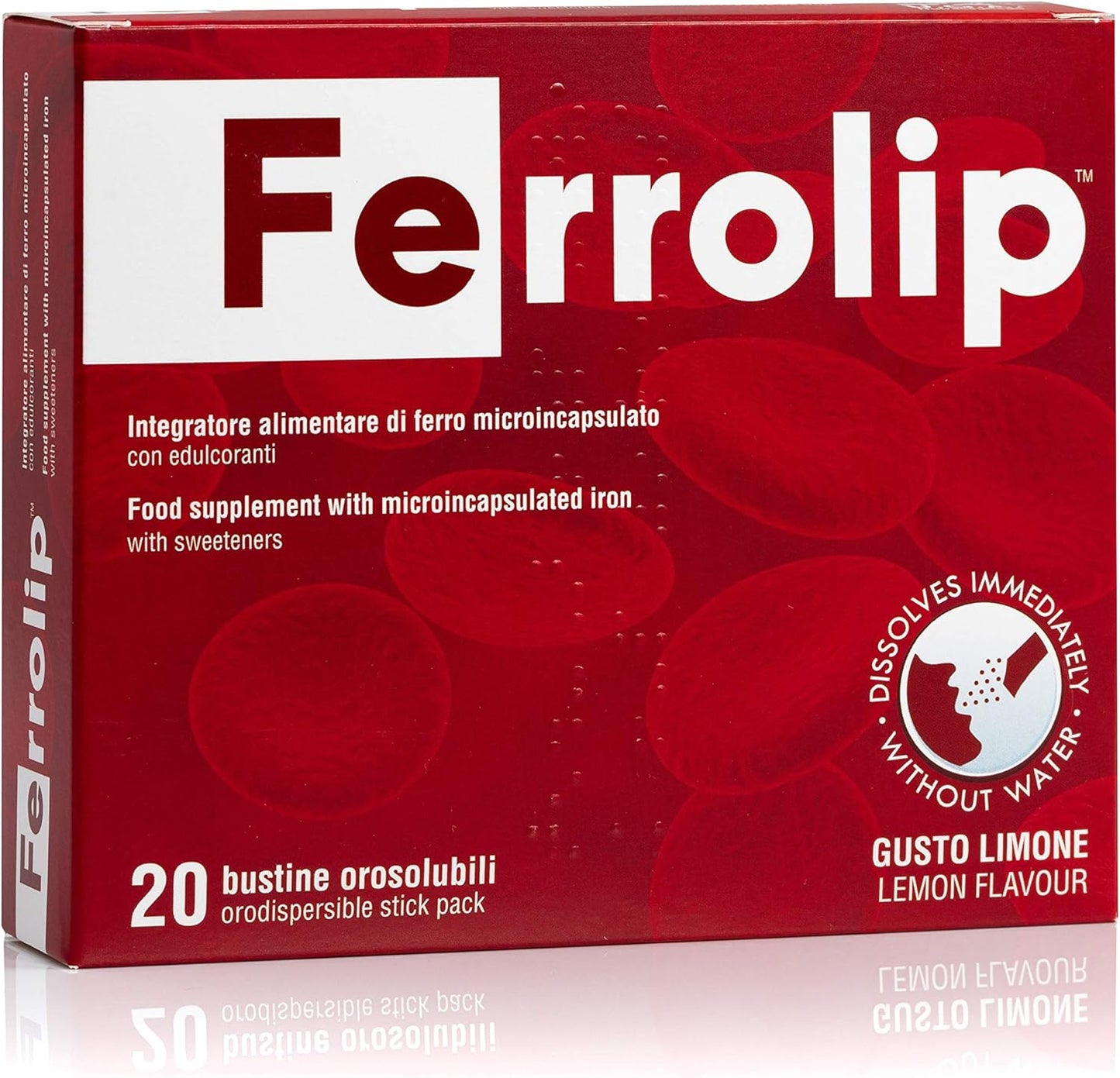 OMEGOR Ferrolip™ Iron Supplement 20 Single-Dose Sachets - Lemon Flavor, Dissolves in Mouth, Vegan-Friendly