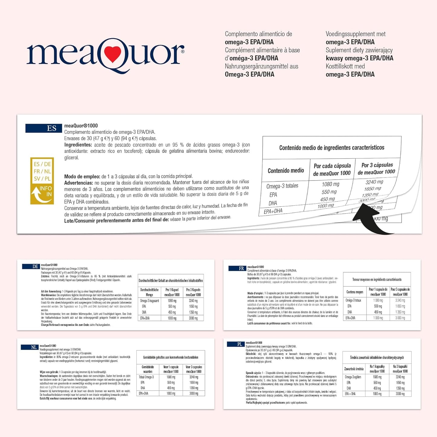 OMEGOR MEAQUOR 1000 Omega 3 Supplement - 30 Softgels, 1000mg EPA & DHA, IFOS 5-Star Certified, Heavy Metal-Free, No Aftertaste