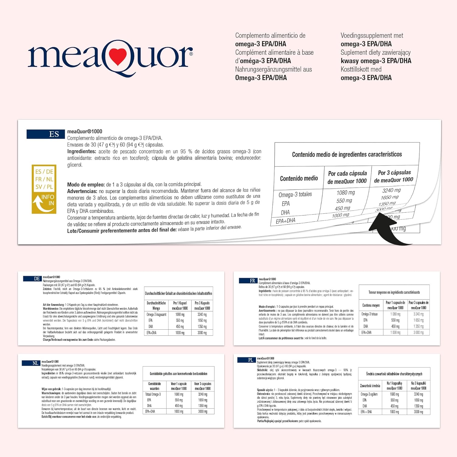OMEGOR MEAQUOR 1000 Omega 3 Supplement - 30 Softgels, 1000mg EPA & DHA, IFOS 5-Star Certified, Heavy Metal-Free, No Aftertaste