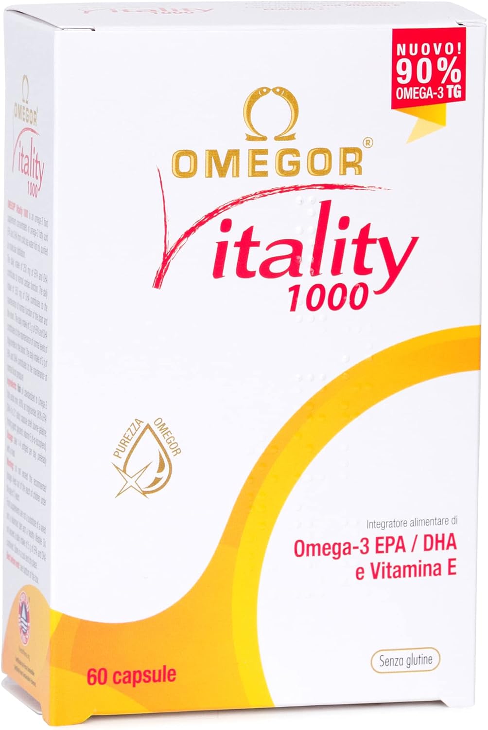 OMEGOR® Vitality 1000: High Omega-3 TG, IFOS 5-Star Certified, EPA 535mg, DHA 268mg, 90% Triglyceride Structure - 60 Capsules