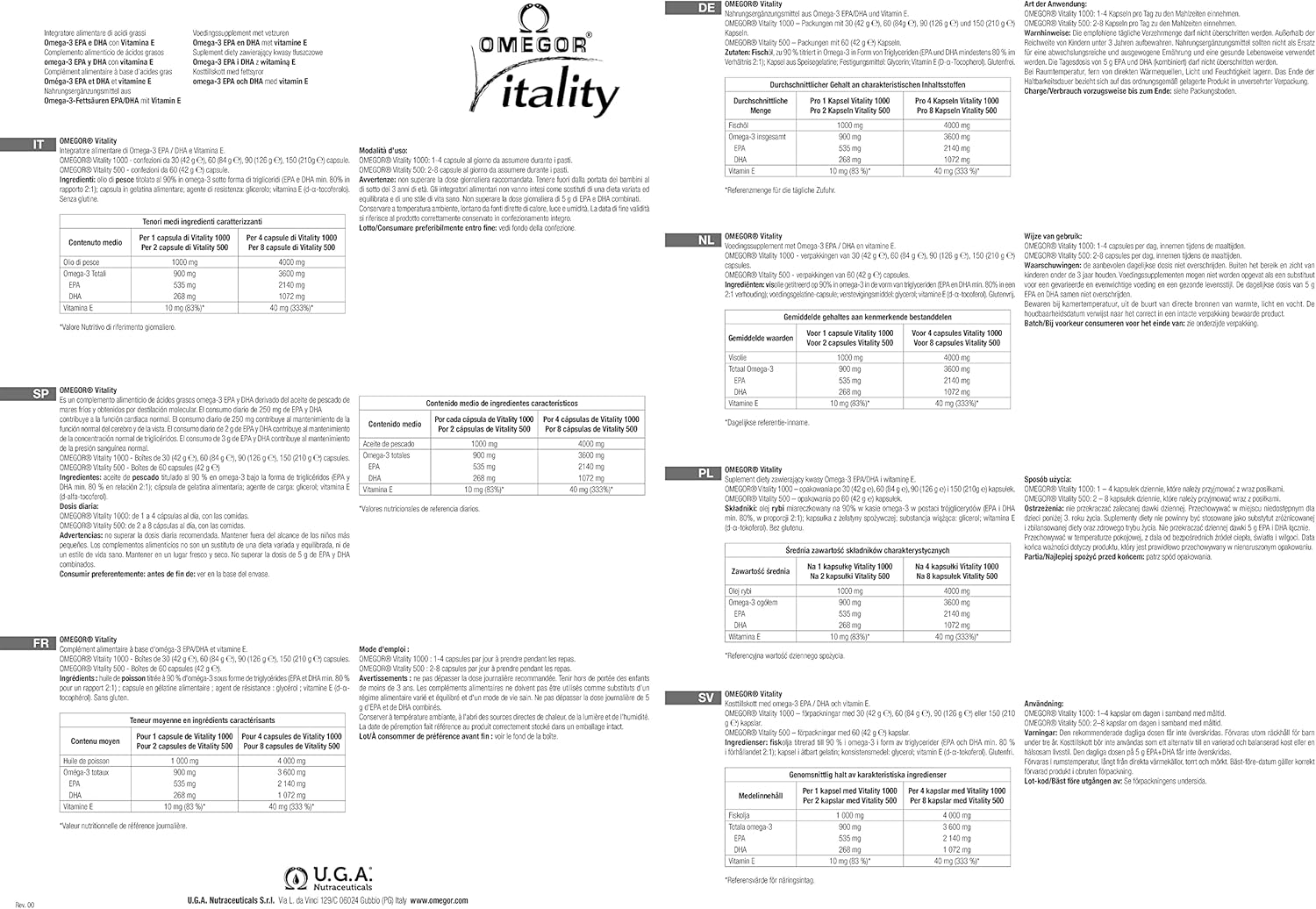 OMEGOR® Vitality 1000: High Omega-3 TG, IFOS 5-Star Certified, EPA 535mg, DHA 268mg, 90% Triglyceride Structure - 60 Capsules
