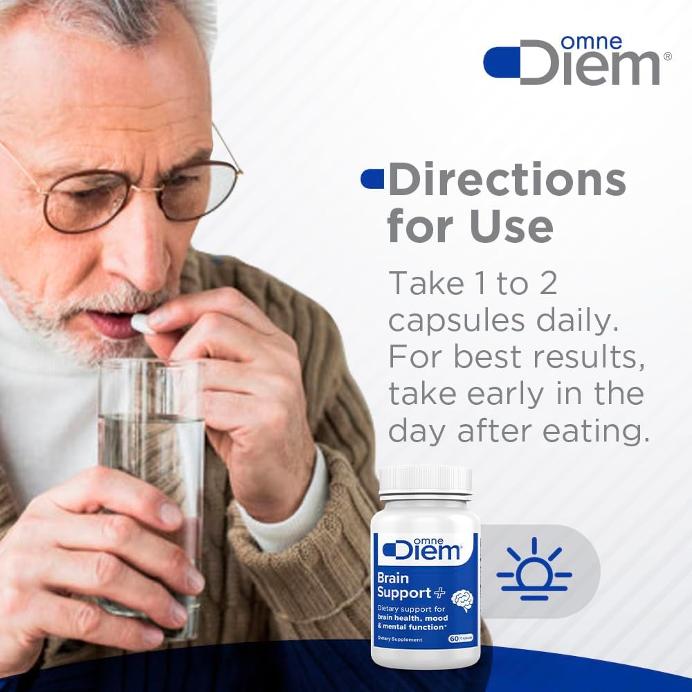 Omne Diem Brain Support Capsules with Cerenx & MecobalActive - Dietary Supplement for Brain Health, Mood & Mental Function - 60 Count
